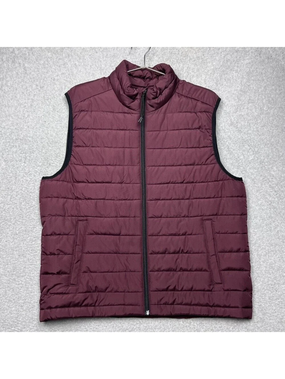 Aéropostale Remixed Down Puffer Vest Mens L Burgundy Recycled Quilted Gilet